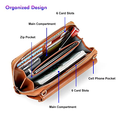Nuoku Crossbody Bags For Women, Wristlet Wallets For Women, Small Clutch Purses For Women, Cell Phone Wallet, Rfid Wallet, Brown #TOP3