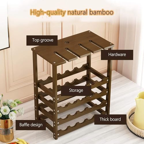 Soporte para botellas de vino de bambú 4 niveles miniatura 2