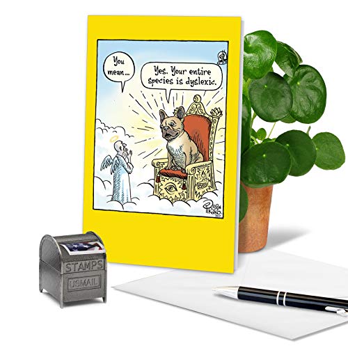 Nobleworks - 1 Funny Cartoon Birthday Greeting Card - Comic Humor, Happy Birthdays Celebration Card - Dyslexic God C6358Bdg #TOP2