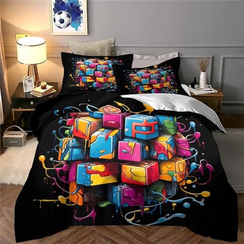Housse de couette microfibre 140x200 cm imprimée 3D résumé numérique single