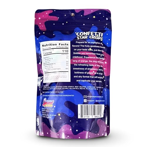 Freeze Dried Candy Confetti Star Crisps 3 oz of Cosmic Candy Crunch, Freeze Dried Skittles