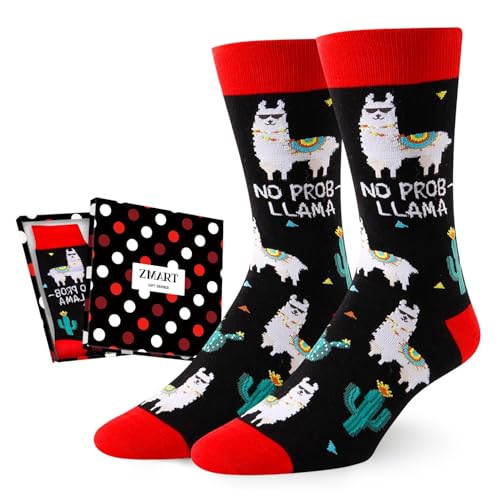 Zmart Funny Llama Lover Gifts - Unique Socks for Men Teens, Llama Stocking, Silly Farm Animal Socks