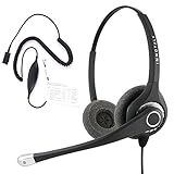 INNOTALK RJ9 Phone Headset - Sound Forced Professional Binaural Headset Compatible with Avaya Cisco NEC and and Most Desk Phones - Universal Compatible RJ9 Headset Cord