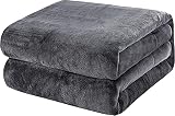  Manta para Sofá de Franela, Mantas para Cama Suave, Manta Suave con Tacto de Terciopelo, Manta para Cama 90 Reversible (130 x 160 cm, Gris Oscuro)