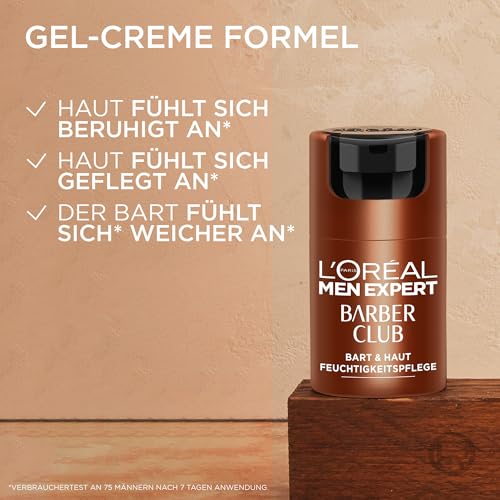 L'Oréal Men Expert Bart & Haut Feuchtigkeitspflege für Männer, Feuchtigkeitscreme für den 3-Tage-Bart, Gesichtscreme für Herren mit holzigem Duft und ätherischem Zedernholzöl, Barber Club, 1 x 50 ml 4