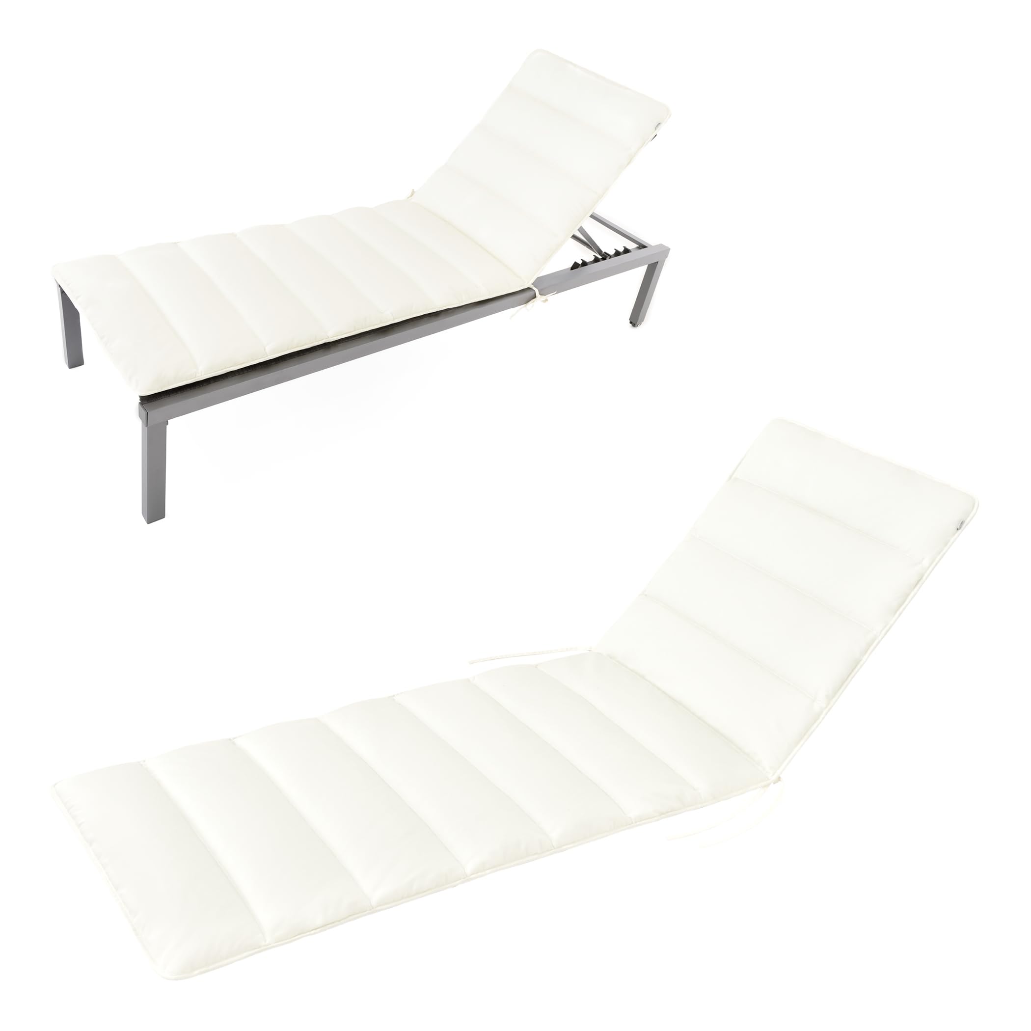 HAVE A SEAT Living - Auflage Gartenliege Flair | 200x60 cm - Weiche Universal Sonnenliege Auflage Dünn - Komfortabel, Wetterfest, Waschbar bis 95° C - Made in Germany (200x60 cm, Weiß)