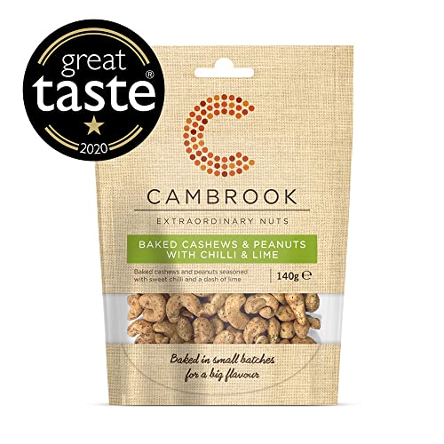 Cambrook - Gebackene Cashewnüsse und Erdnüsse mit Chili und Limette, 140-g-Beutel, 10er-Packung