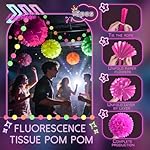 NICROLANDEE Blacklight Party Decorations - 15 PCS Fluorescent Neon Tissue Paper Pom Poms & Paper Garlands for Birthday, Wedding, Baby Shower, Glow-in-The-Dark Party, Neon Prom Dance Party Photography - Image 5