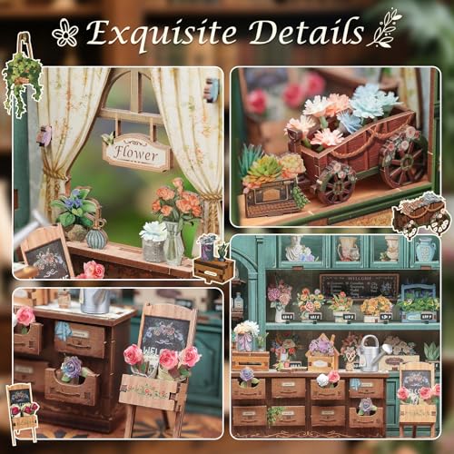CUTEBEE Book Nook Kit - DIY Holz Miniature House Blumenladen-Stil, Miniatur Haus Selber Bauen Puppenhaus Bücherregal Kunst，Einzigartiges… – Ansicht 5