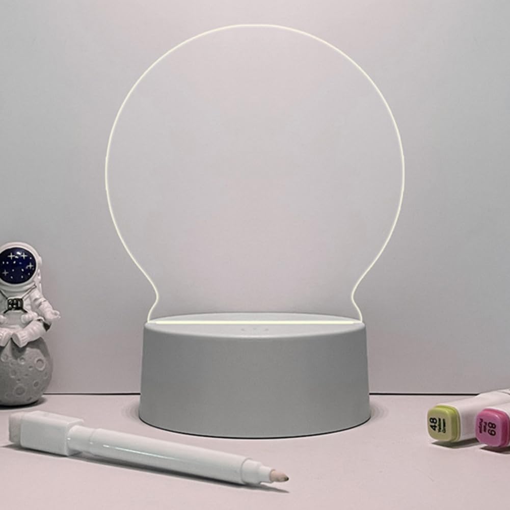 Tableau De Notes Lumineux - Tableau Effaçable à Sec En Acrylique Pour Bureau,Tableau Effaçable à Sec Lumineux Avec Support Comme Mémo Lumineux LED Lettre Message Board Note Verre LED Board (B