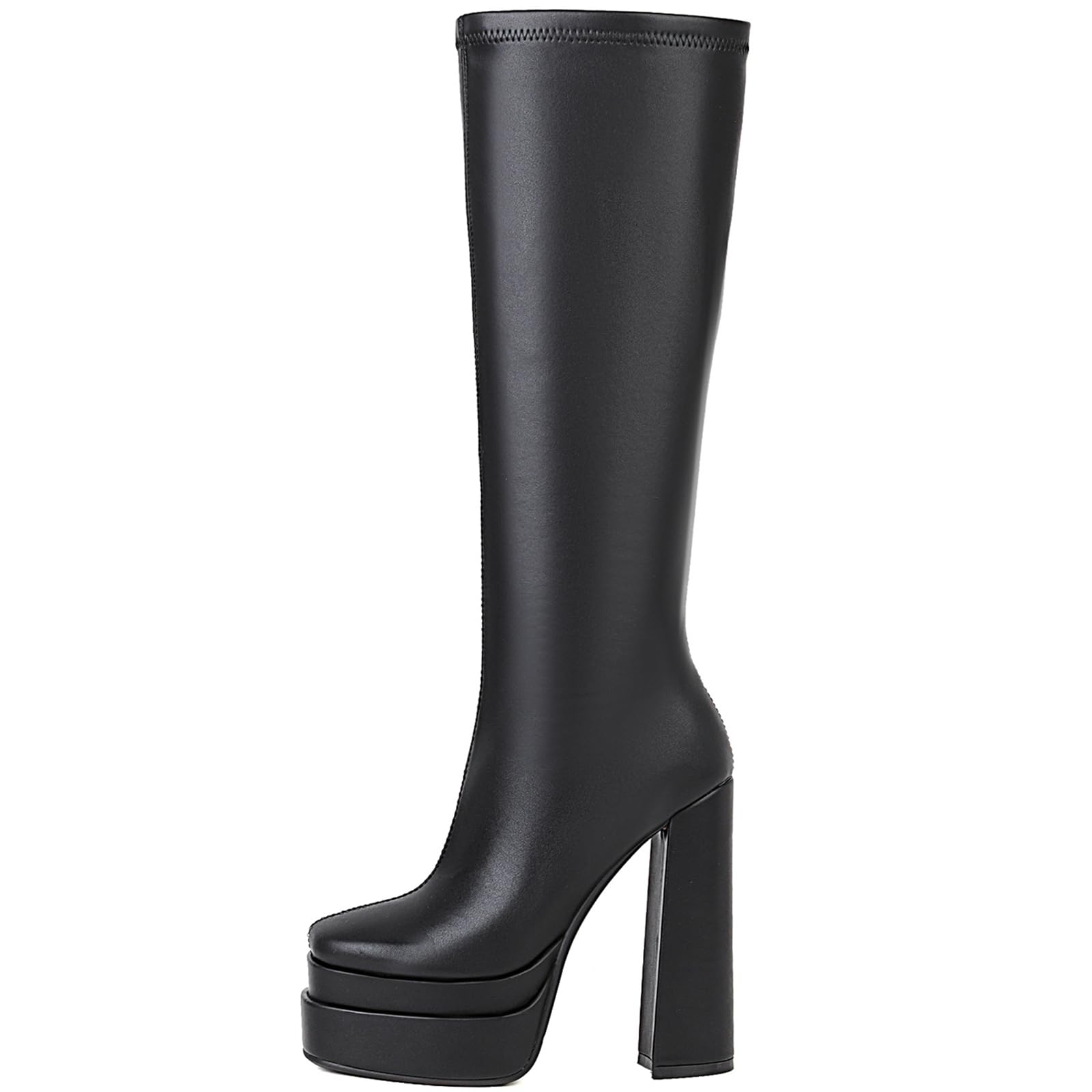Womens Knee High Boots Chunky Heel 14cm Block Heel 5cm Platform for Fashion Events