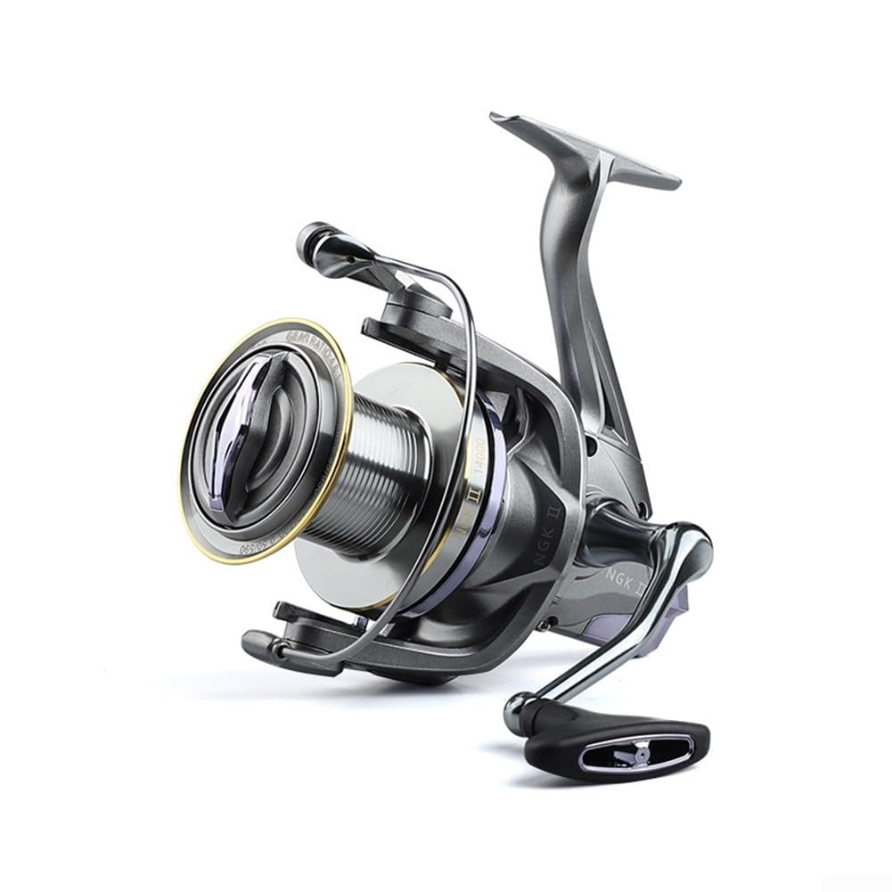 Long Shot - Carrete de pesca 8000-14000 17+1, rodamientos de aleación de aluminio, relación de engranaje 4.8:1, nailon de alta densidad, diseño ligero, 20 kg, arrastre máximo de metal CNC