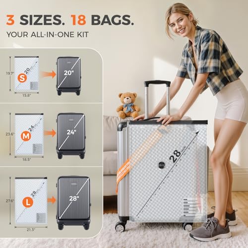 Image of Nicetree 24-Pack Vacuum Storage Bags with Rechargeable Wireless Pump | 3 Sizes (20 /24 /28 Inch) Travel Vacuum Seal Bags for Clothing, Bedding & Seasonal Storage | Space Saver for Luggage