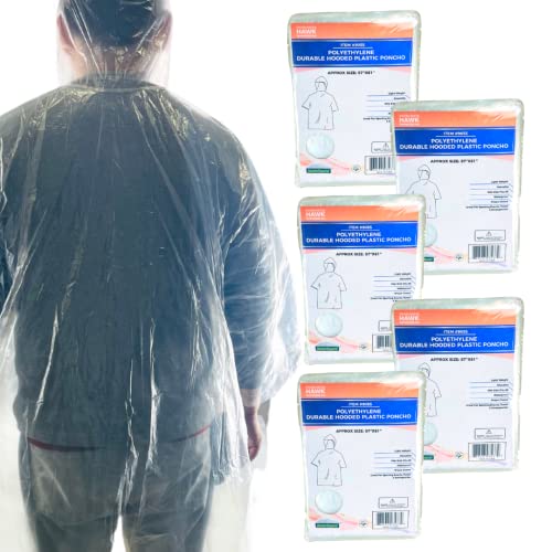 Emergency Clear Rain Poncho 3mil PVC : ( Pack of 4 Pcs )