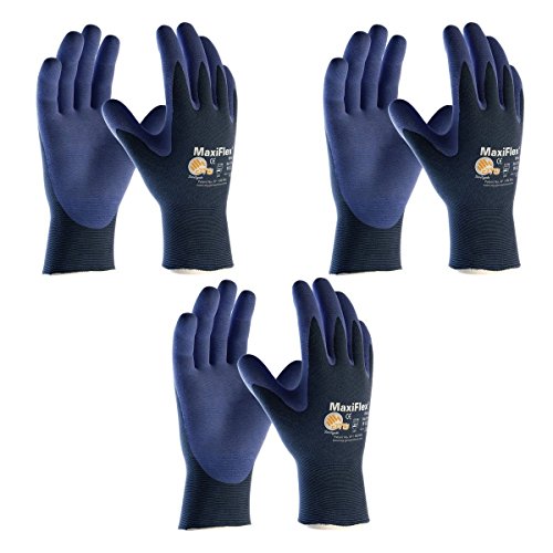 3 Pack MaxiFlex Elite 34-274 Ultra Light Weight Glove with Nitrile Coated Grip on Palm & Fingers, Sizes S-XL (Extra Large)