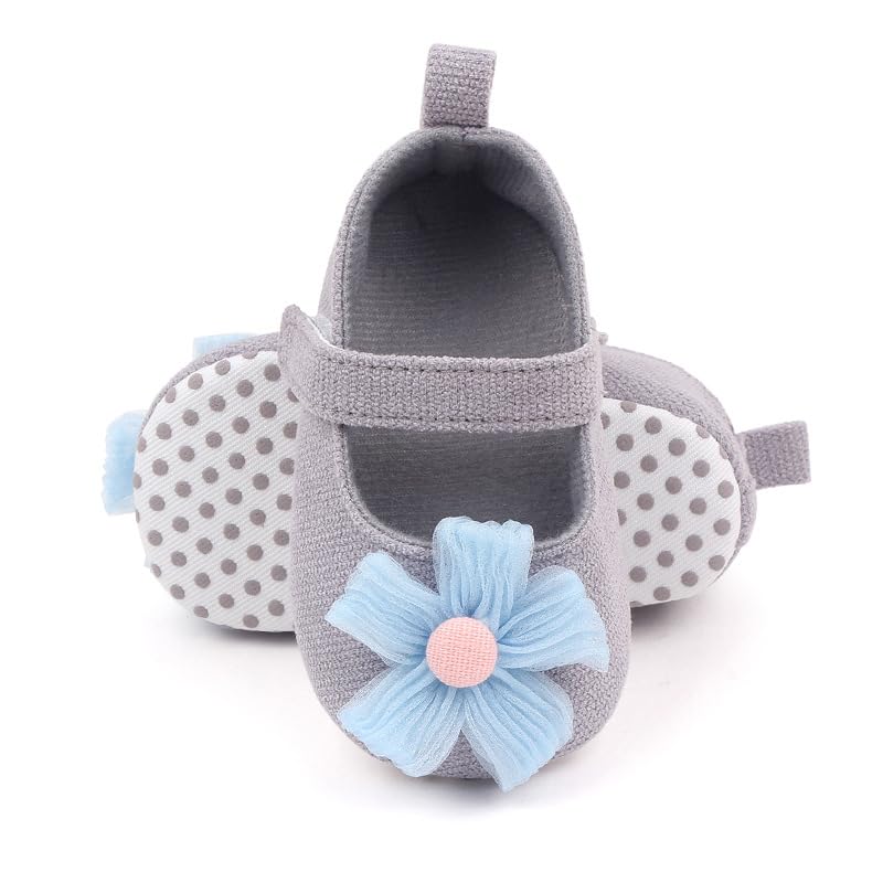 Baby Girls Cotton Mary Jane Shoes Anti-Slip Soft Sole Toddler Floral Princess Dress Flats4