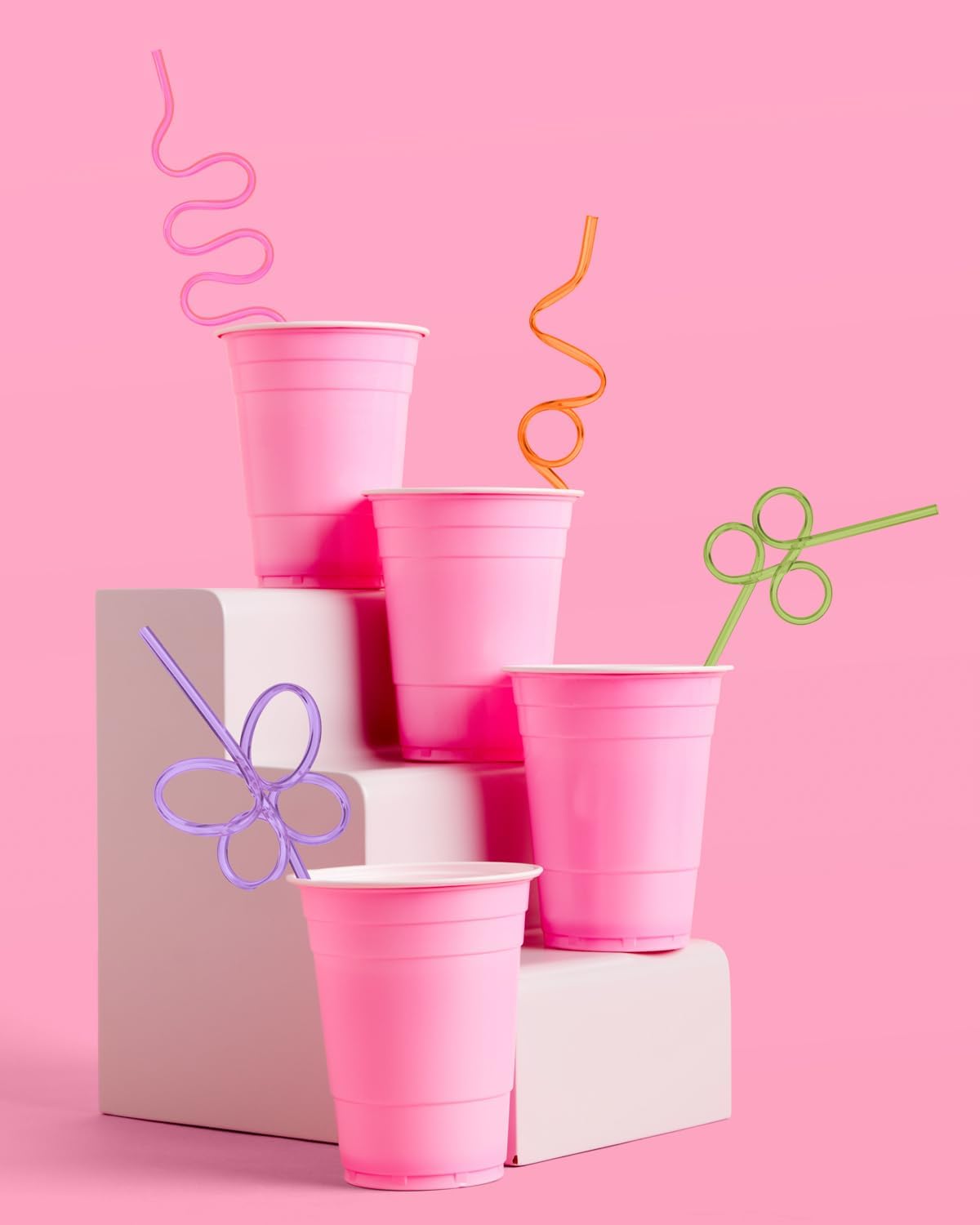 xo, Fetti Rainbow Reusable Straw Set - 20 pc | Rainbow Birthday Party, Butterfly Bachelorette Supplies, Bridal Shower Decorations, Squiggly Favors, Wavy Decor