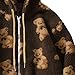 Cute Bear Graphic Plush Hoodies Fashion Women Teen Girls Fall Winter Coats Fuzzy Jackets Zip Up Hooded Outwear for Womens 2024 Trendy Khaki