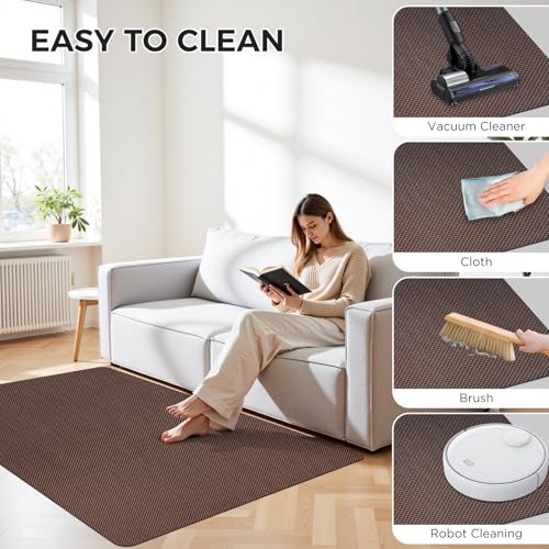 Image of Sycoodeal Chair Mat, 40 inch x 48 inch Office Chair Mat for Hardwood and Tile Floor, Heavy Duty Floor Protector for Rolling Chairs, Non-Slip,Computer Mat for Home Office(Brown)