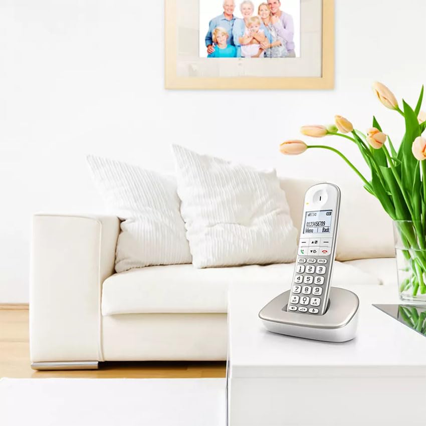 Téléphone fixe sans fil blanc à touches géantes et écran ergonomique