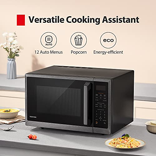 Toshiba Ml2-Em12Ea(Bs) Microwave Oven, Black Stainless Steel, 1.2 Cu Ft & Digital Toaster Oven With Double Infrared Heating And Speedy Convection, Larger 6-Slice/12-Inch Capacity, 1700W #TOP2