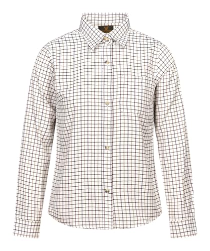 Regents View Womens Tattersall Long Sleeve Checked Shirt - Comfortable, Soft & Durable Smart Casual Country Style Clothing. (UK, Numeric, 14, Regular, Regular, RED SH1-3)