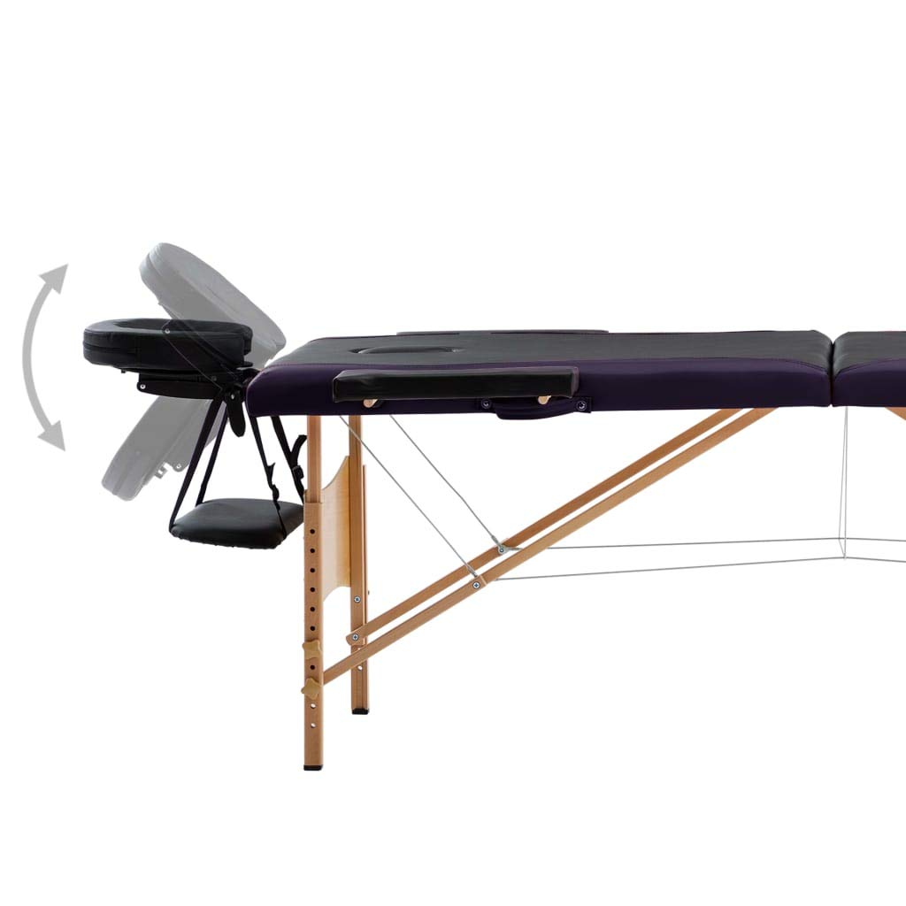 Genérico Camilla de Masaje Plegable 2 Zonas Madera Negro,Salud y Belleza,Cuidado Personal,Masaje y relajación,Mesas de masaje-110207
