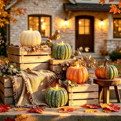 300 Hours Rechargeable Flickering Flameless Wax Pumpkin Candles $14.99 AC - image 8