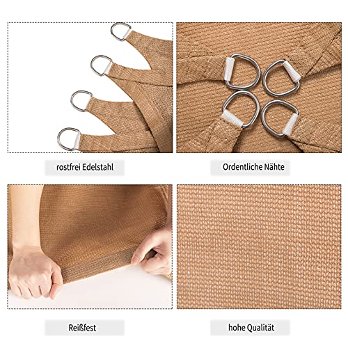 WOLTU Vela ombreggiante 4.2x4.2x6m in HDPE 180