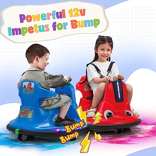 Tobbi Snail Baby Bumper Car, 12V Kids Electric Ride On Toy With Remote Control/Children Diy Funny Stickers/360 Degree Spin For Toddlers Of Ages 3-9-Azure #TOP1