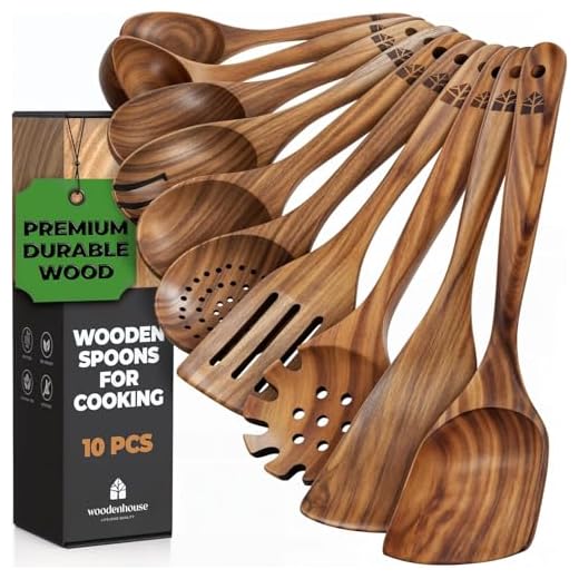 10-Piece Teak Wooden Cooking Utensils Set