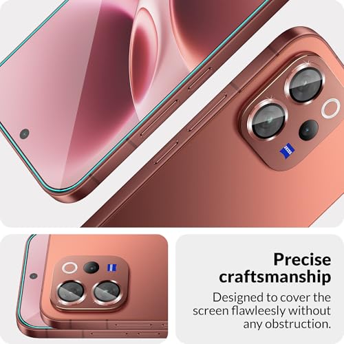 Image of FIRST MART Tempered Glass for Vivo V70 5G with Copper Camera Ring Guard & Installation Kit | HD Clear Edge-to-Edge Screen Protector, Scratch Resistant, Case-Friendly | Pack of 1