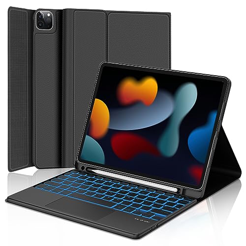 D DINGRICH Touchpad iPad Pro 11 inch Case with Keyboard - Wireless Bluetooth, 7 Color Backlit, Premium Trackpad, Magnetically Detachable, for iPad Pro 11 (4th/3rd/2nd/1st Gen) - Black