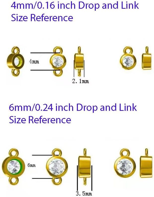 Adabele Authentic 18K Yellow Gold Plated Sterling Silver 4mm 6mm Small Round Cubic Zirconia Birthstone Charm Bezel Pendant Drops Personalized Jewelry Making - Image 7