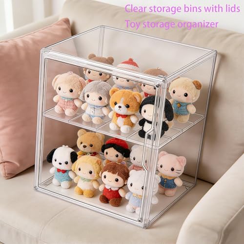 Image of X-Large Stackable Clear Acrylic Display Case & Box with Lid, Storage Bin for Collectibles, Toys, Makeup, Shoes