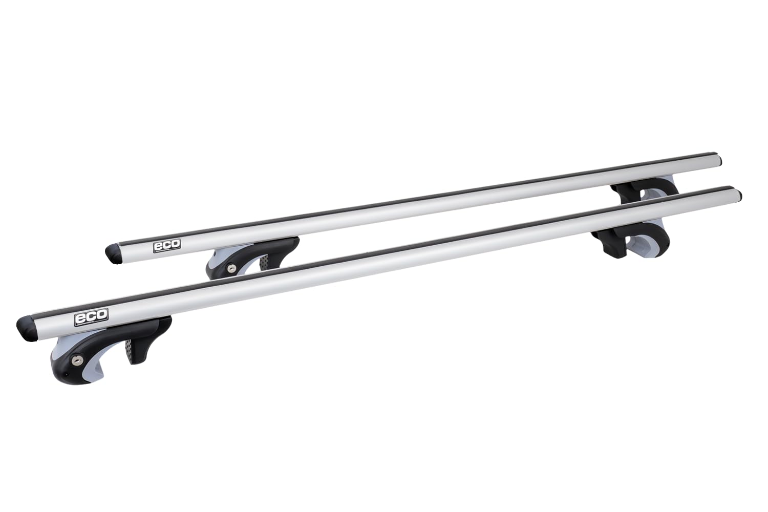 Dachträger Alubase 120 cm für offene Reling, 90 kg Traglast Aluminium Relingträger, ovaler Grundträger abschließbar mit T-Nut 20 mm für Dachbox und Fahrradträger | Aerodynamisches ovales Aluprofil, Traglast 90 kg. Für Dachboxen, Fahrradträger und Ski auf