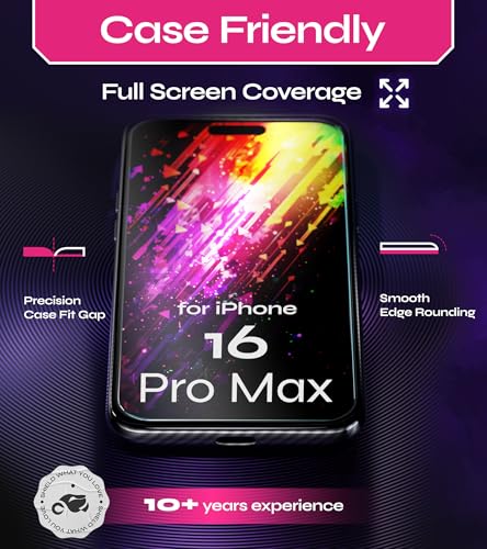 Image of Defenslim Screen Protector for iPhone 16 Pro Max (2Pack), Easy Auto-Align Install Kit, 6.9 inch Tempered Glass, 9H Hardness, Ultra HD Clear, Case Friendly, EasyShield