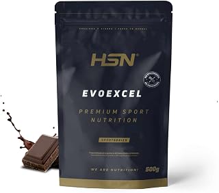 HSN Evoexcel Sin Edulcorantes Chocolate 500g | Proteína Whey Isolate + Concentrate (55% WPI90 + 40% WPC80) | DigeZyme® + Calostro IgG | Sin Gluten ni Soja | No Incluye Dosificador