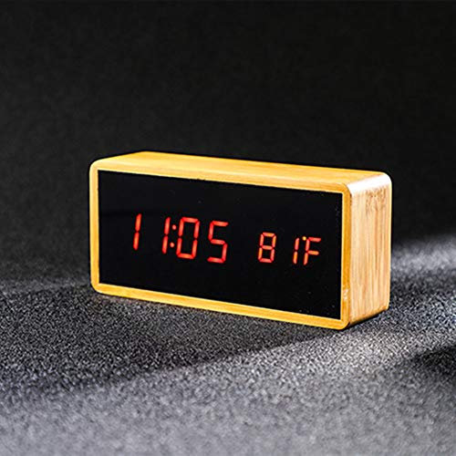 Digital Alarm Clock, Electronic LED Time Temperature Red Display, 12/24Hr, 3 Alarm Settings