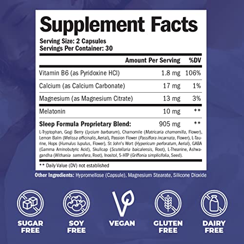 Vimerson Health Melatonin Sleep Aid Supplement - With Melatonin 10Mg Extra Strength Formula For Restful Sleep, Stress Relief & Mood Balance. Sleep Supplement For Improved Sleep Quality - 60 Capsules #TOP2