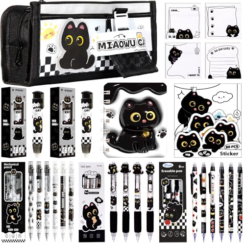 Black Cute Cat Stationery Set Cat School Supplies Including Sticky