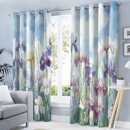 Rideau occultant salon champ d'iris violet 117x183 cm