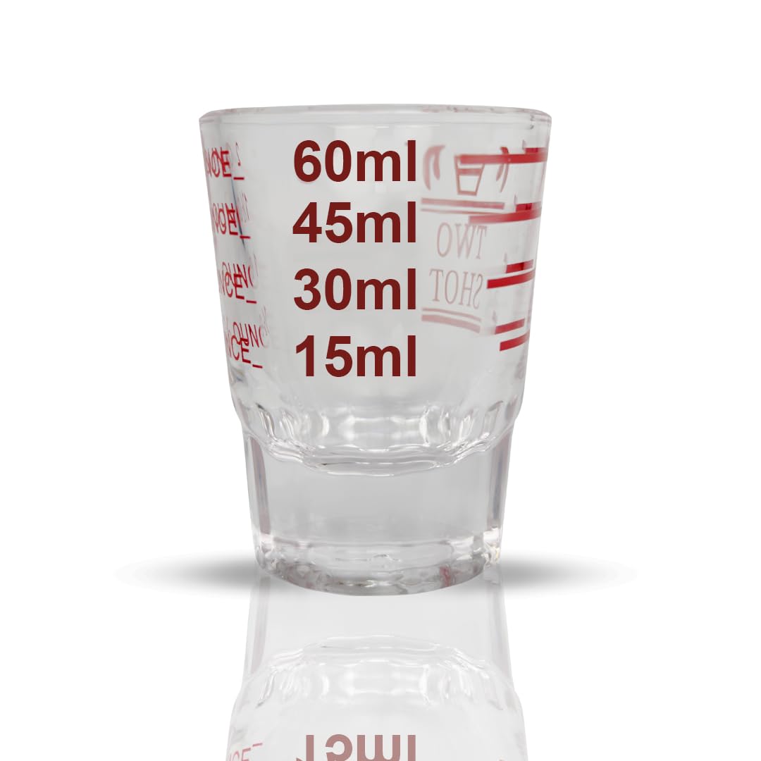 60 ml Glass Measuring Cup with red Markings, Perfect for Shot Measures Spirit Measures, Espresso Shots - Image 2