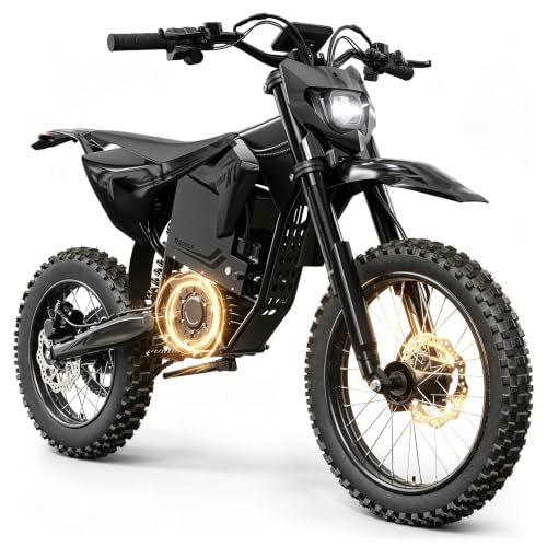 QRONGE X1 Spark Dirt Bike Large 17/14 4500W Mid-Drive Motor 60V 28.8Ah 50MPH & 60 Miles Range Full Suspension Off Road Motorcycle for Teens & Adults