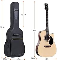 Vista 3 de Evil Hair Bolsa de guitarra acústica de 36 pulgadas, impermeable, doble correa de hombro ajustable, mochila acolchada de 5mm con accesorios