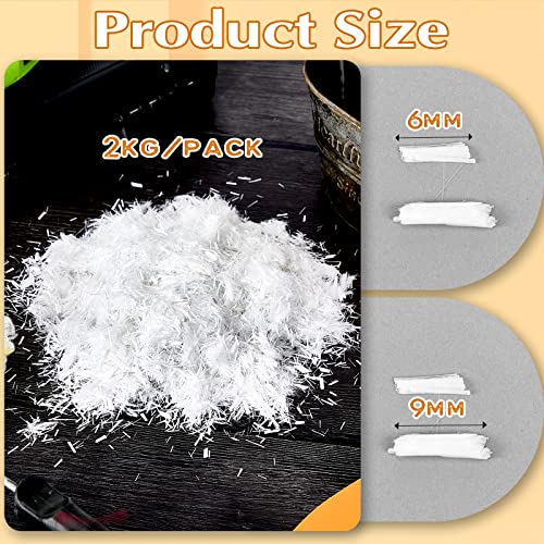 4.4 Lb Fiberglass For Cement 6Mm And 9Mm Mortar Concrete Fiberglass Chop Strands Fiber Reinforcement Anti Seepage Anti Cracking White Milled Glass Fiber For Concrete Cement, Building Wall Garden Floor #TOP1