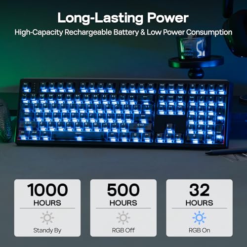 Image of EPOMAKER HE108 Wireless Gaming Keyboard, 8K Polling & 10000mAh, SOCD & DKS, Full-Sized Hall Effect Keyboard with Rapid Triggering, Custom Driver, RGB Backlit, PBT Keycap (Black)
