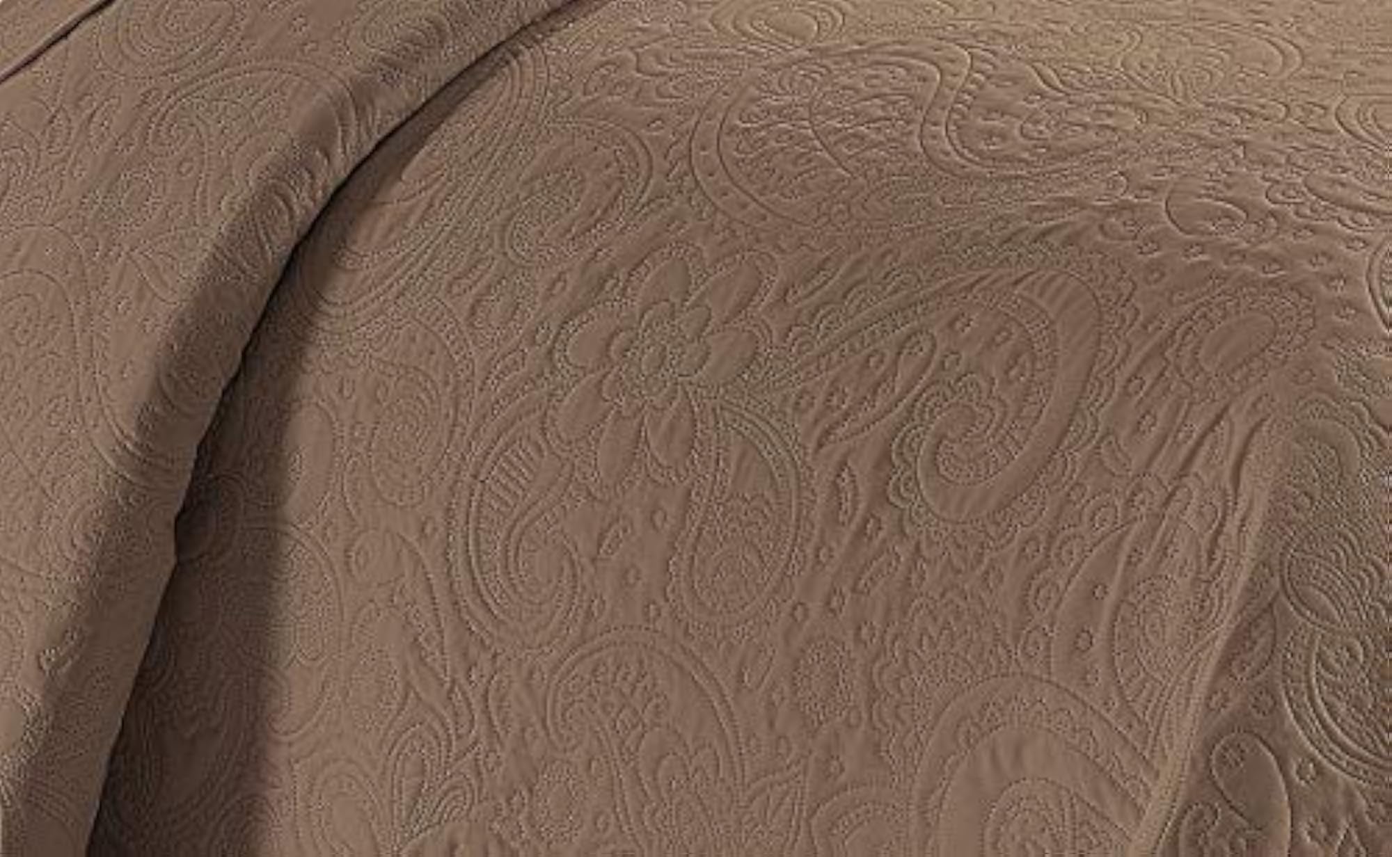 Embossed Coverlet Bedspread Set Oversized Solid Taupe