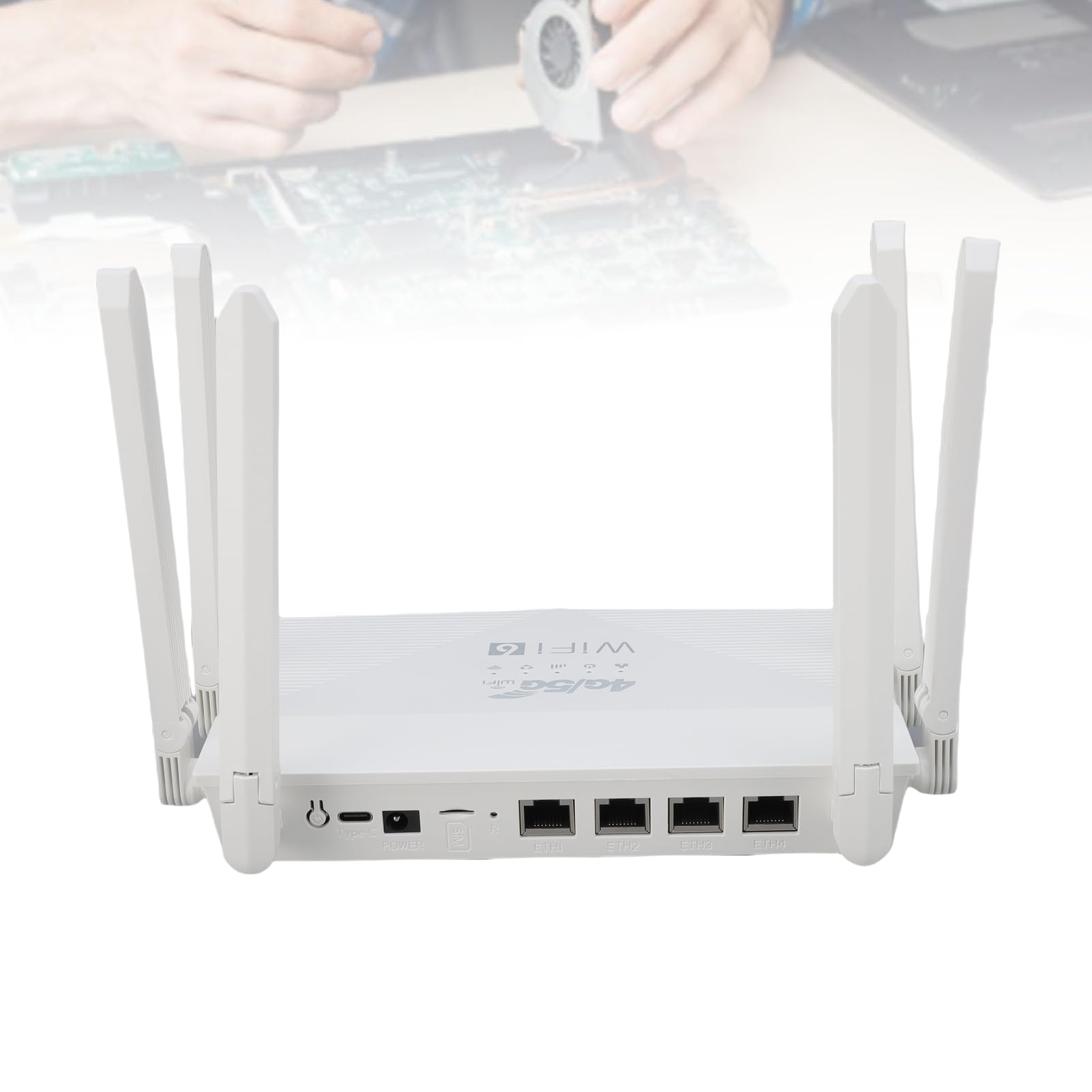 Router Wireless LTE Ad Alta velocità per Ufficio Domestico, Router di Rete WiFi6 con 6 Antenne per Dispositivi Multipli, Materiale ABS Bianco