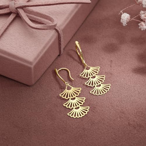 Image of Malabar Gold & Diamonds 14kt Yellow Gold Dangle Earrings - BIS Hallmark Certified for Birthday, Anniversary & Rakshabandhan Gift